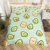 Avokado Dynetrekk sett for barn Kawaii Sengesett Cute Fruits Dynetrekk Twin Size Tropical Botanical Cartoon Quilt Cover