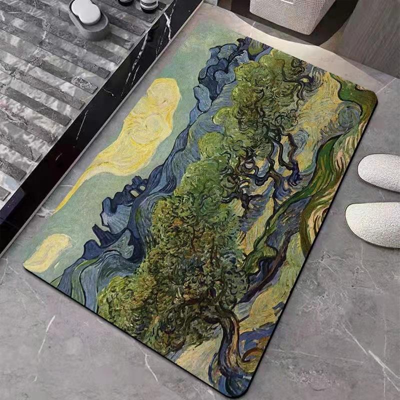 Notte Stellata & Campo di Grano Arte Impressionista Tappeto Blu Giallo Morbido Antiscivolo Tappeto per Soggiorno Camera da Letto Decorazione Casa