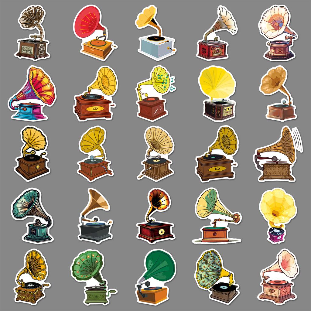 50 Phonograph Creative Stickers Personalized Retro Decorative Water Cup Mobile Phone Case Computer Guitar Car Stickers