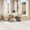 vidaXL 13-piece Garden Sofa Set with Beige Cushions Poly Rattan Acacia, vidaXL Garden Dining Set 3363881