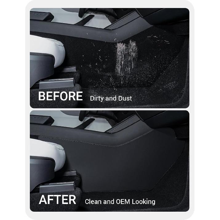BASENOR 2025 2026 Tesla Model Y Center Console Side Anti-Kick Mats, Waterproof & Dust Resistant Protector Cover Front Seat For Model Y Juniper