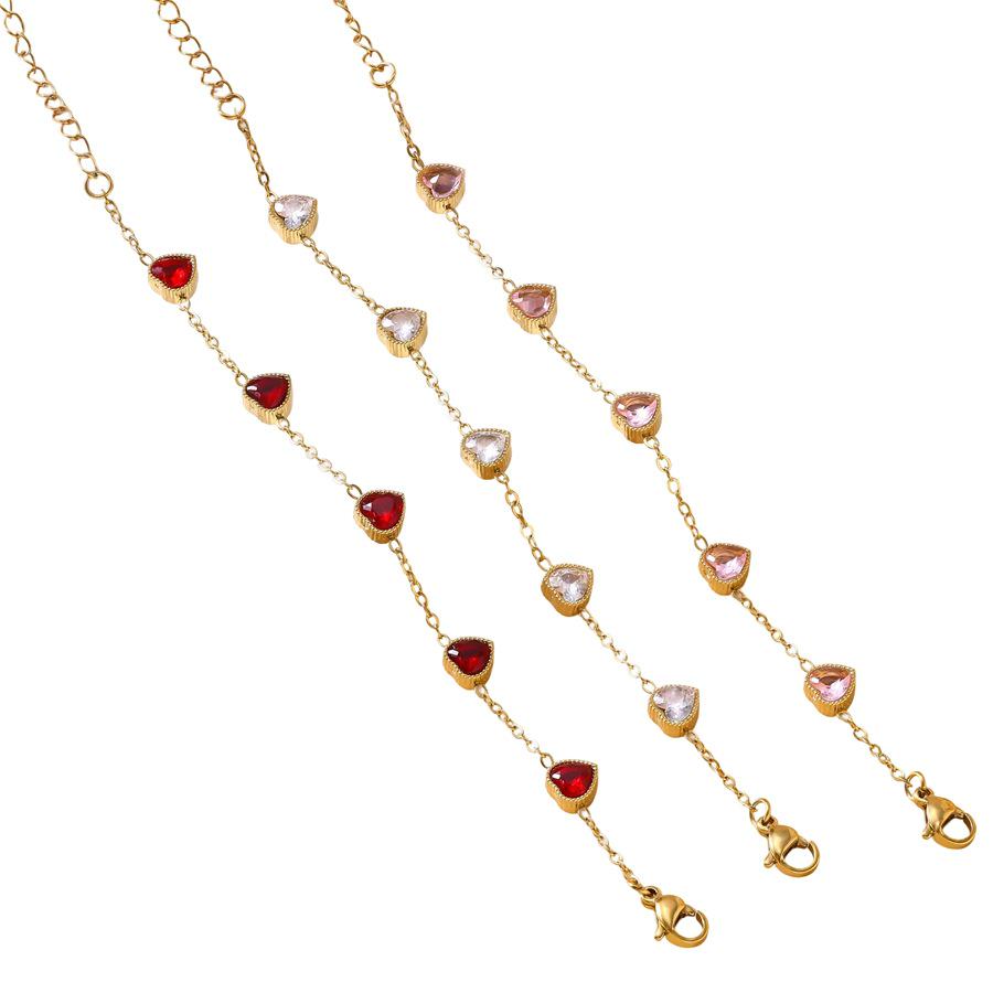18K Gold-Plated Heart-Shaped Zircon Bracelet for Women - European & American Fashion, Light Luxury, High-End Feel