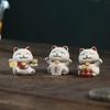 Maneki Neko Lucky Cat Tea Pet, Yixing Zisha Clay Raiseable Figurine for Good Fortune & Wealth, Creative Tea Ceremony Desktop Orn
