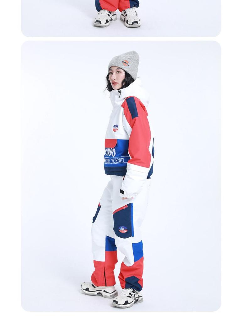Unisex Two-Piece Ski Suit: Windproof, Waterproof, and Warm with Thickened Top and Ski Pants