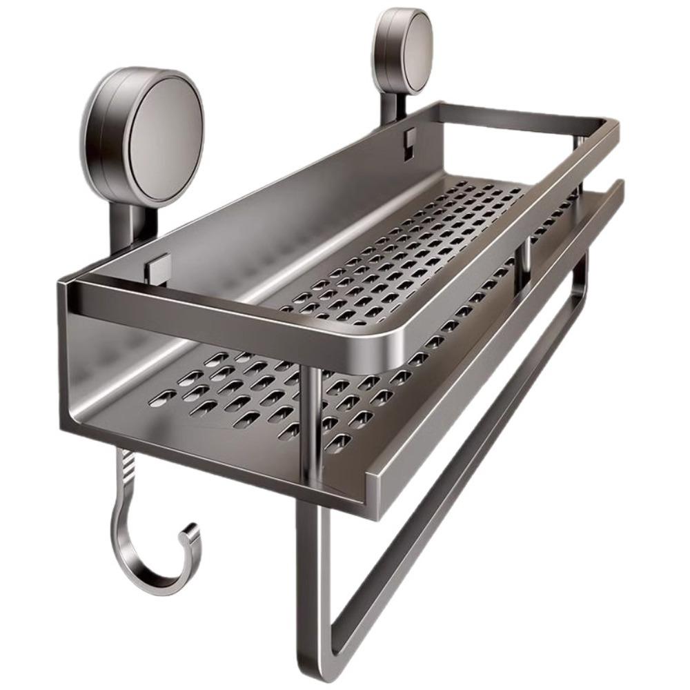 No Drill Suction Cup Bathroom Storage Rack, Wall Mount Space Aluminum Toilet Organizer for Washroom