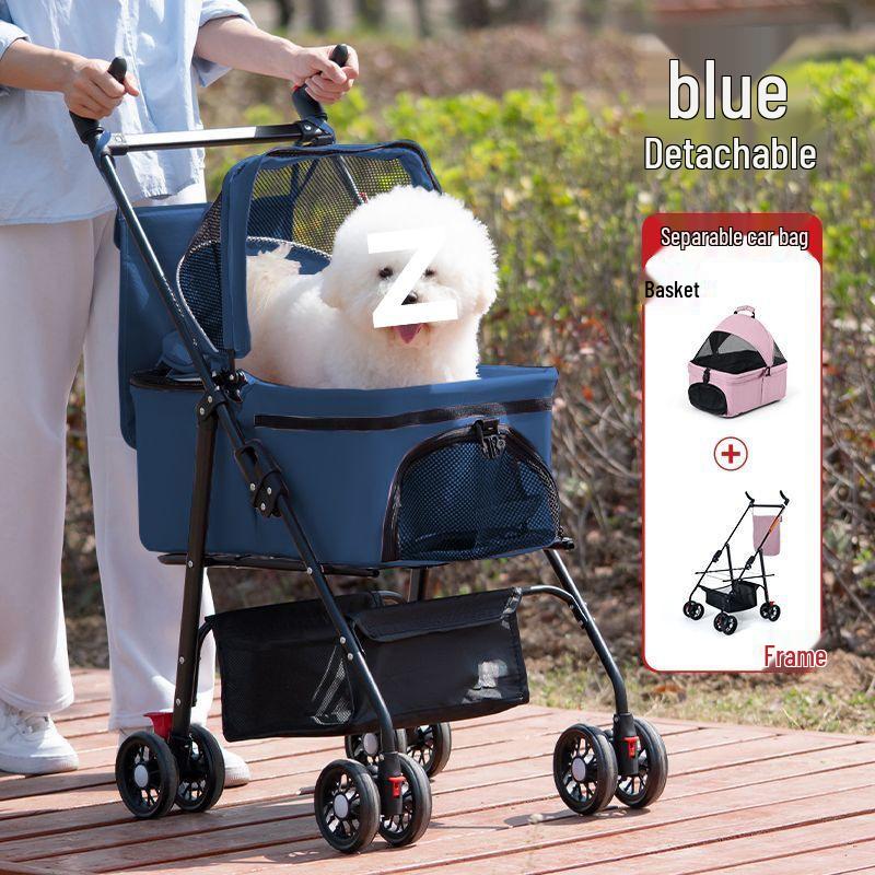 Lightweight Foldable Pet Stroller with Detachable Basket for Dogs and Cats