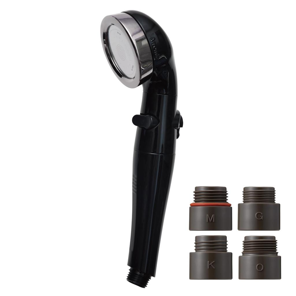 Arromic Shower High Water Adjustable Water Stop Piano Made in Head, Water-Saving, Pressure, Volume, Button, Black, Japan, ST-C3BA2
