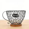 Coffee Pod Holder   Metal Coffee Capsule Storage Basket with Wood Base for Kitchen Countertop