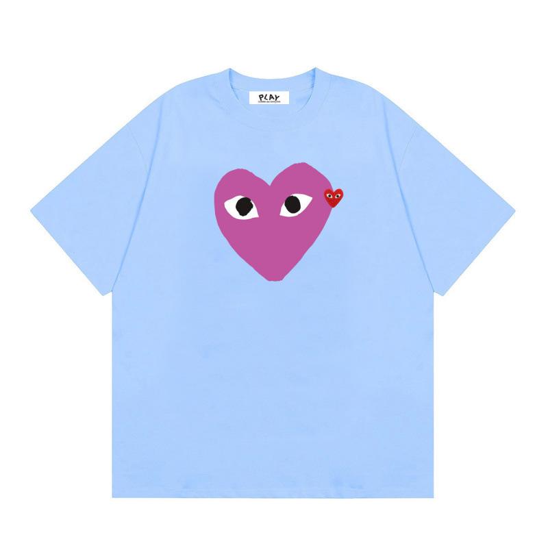 Japanese trendy brand heart-print short-sleeve T-shirt, unisex loose couple's summer casual daily versatile top