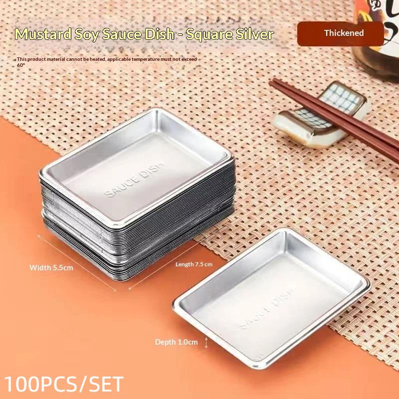 100Pcs Disposable Sauce Dish Sushi Seasoning Tray Plastic Mustard Bowl Dipping Plate Vinegar Container Serving Trays For Home