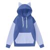 Women's Fashion Long-Sleeved Color-Blocked Printed Hooded Sweatshirt With Ears