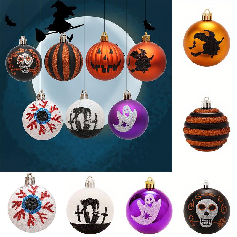 6PC/Box Halloween Tree Hanging Decor Home Plastic Halloween Ball Ornaments Terrible Atmosphere Hanging Balls Party Decorations