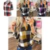 Stylish S-5xl Women's Long Sleeve Plaid T-shirt Blouse With V-neck Design