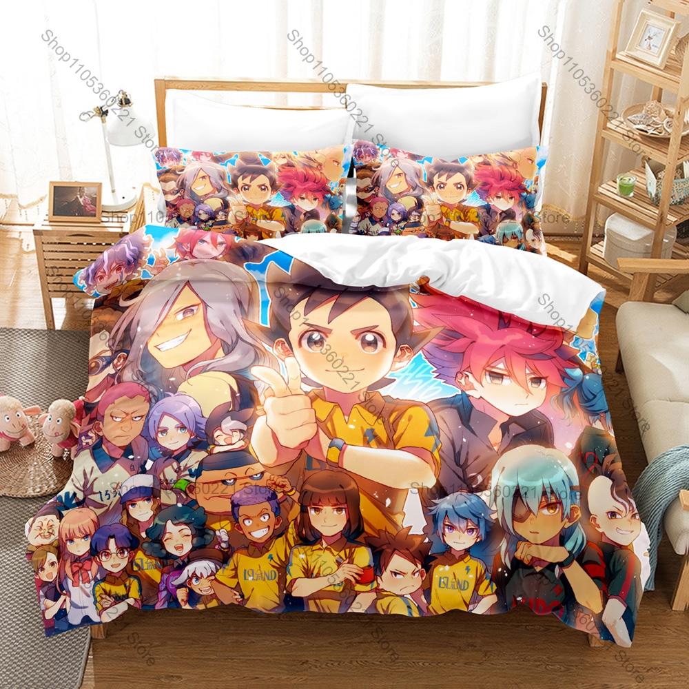 Inazuma Eleven GO Beddengoed Set Dekbedovertrek + 2 Kussenslopen Sport Voetbal Anime Raimon Teamgeest Beest Slaapkamer Decoratie