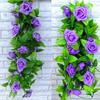 2.4m Enredadera de Flores de Rosa de Seda Artificial en Floración Hiedra Decoración para el Hogar y Bodas