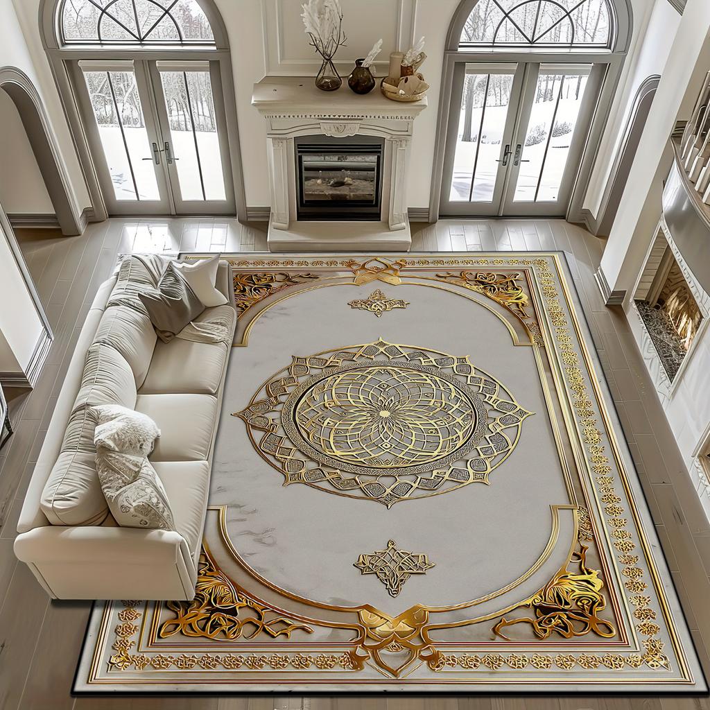 White European Marble Soft Living Room Carpet Home Decoration Light Luxury Fluffy Rug Easy Cleaning Non-slip Large Floor Mats