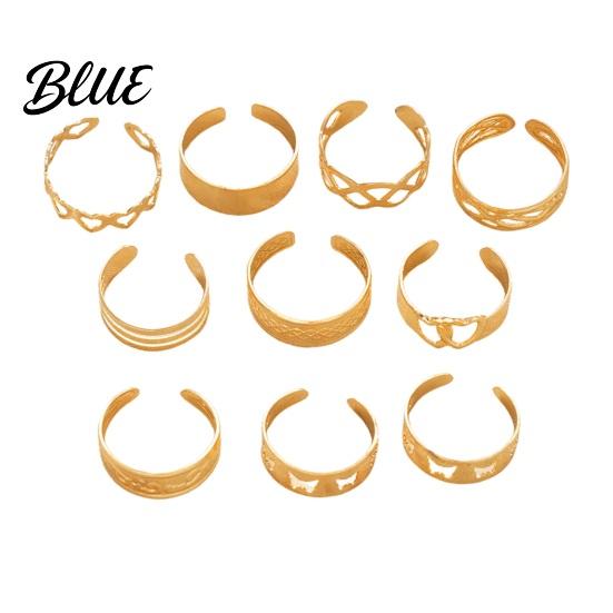 Antioxidant Toe Ring 10Pcs Adjustable Set Vintage Heart & Leaf