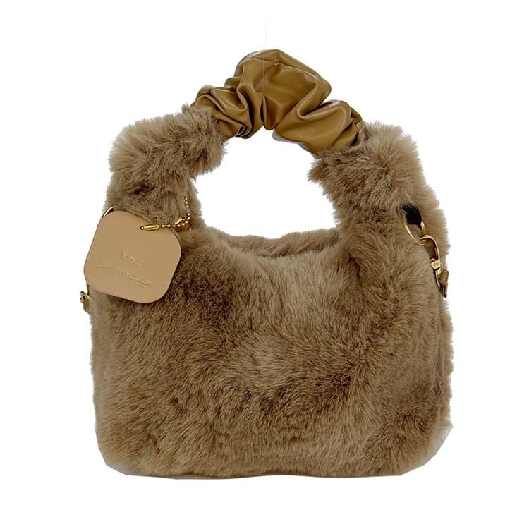 Новая женская плюшевая плиссированная сумка-мессенджер 22*10*14cm коричневый