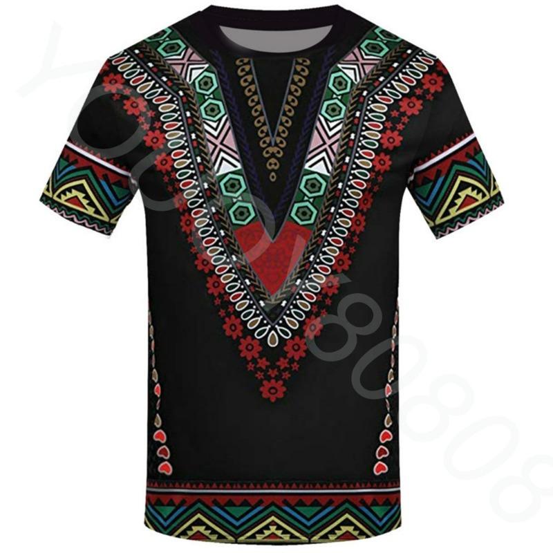 Men's Round Neck Short Sleeve Shirts 3D Print Ethnic African Clothing Summer New Hot Sale T Shirts 2022