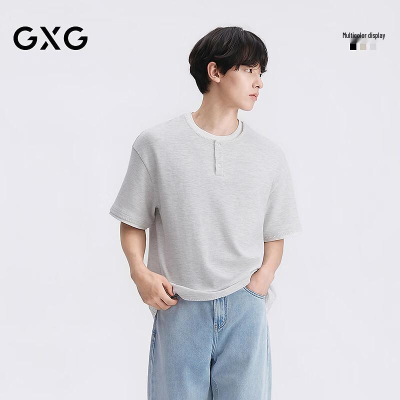 

GXG Men s Faux Layered Henley Textured T-shirt M