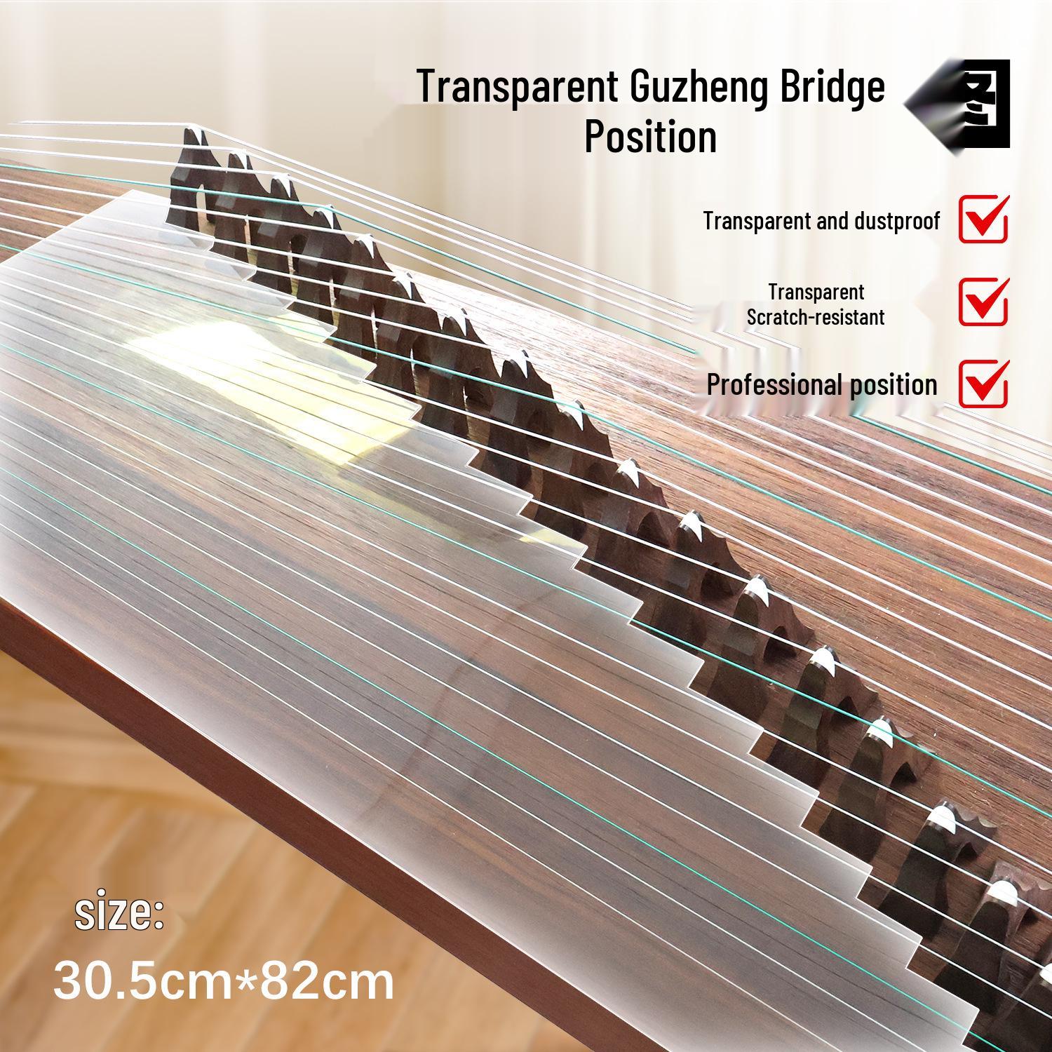 Transparent Guzheng Bridge Anti-Scratch Dustproof Panel and D Tuning Position Diagram