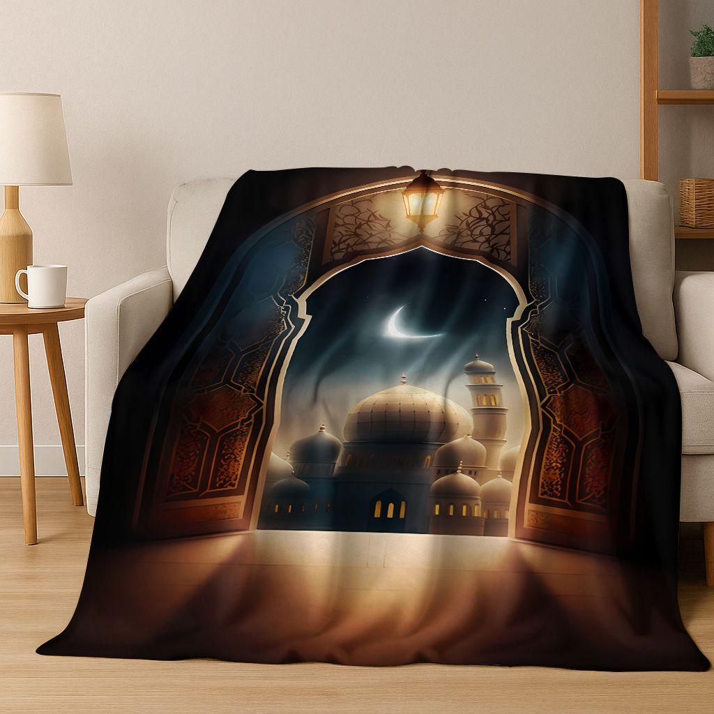 3D Islam Faith Prayer Muslim Calligraphy Flannel Blanket,Cozy Soft Throw Blanket for Home Bedroom Bed Sofa Picnic Cover Gift Kid
