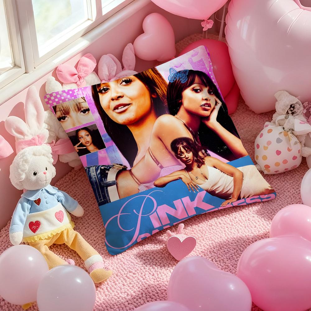 

P-Pink P-Pantheress Singer Cushion Cover Pattern Printed Pillowcase for Living Room Sofa Cushion Cover & Bedroom Decor 12x12Inch