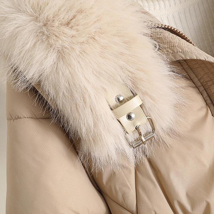 Elegant Women Winter Parka With Faux Fur Collar Belted Loose Fit Thick Warm Plus Size Long Overcoats