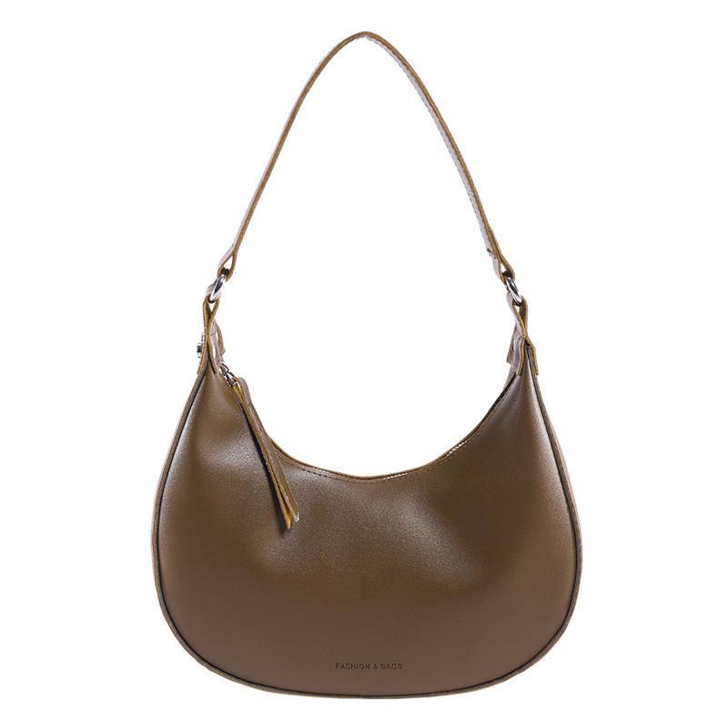 Chic Pu Leather Crescent Shoulder Bag For Women Trendy Street Style Medium Size Handbag