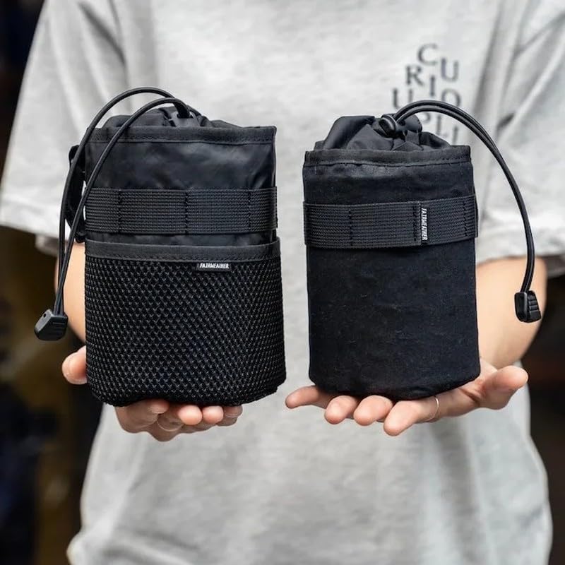 FAIRWEATHER Stem Bag+ Ecopac/black Stem Bag Plus Eco Pack Black Handlebar Bag for Bicycles, Small Item Storage, Water Bottle Case, and Drink Holder