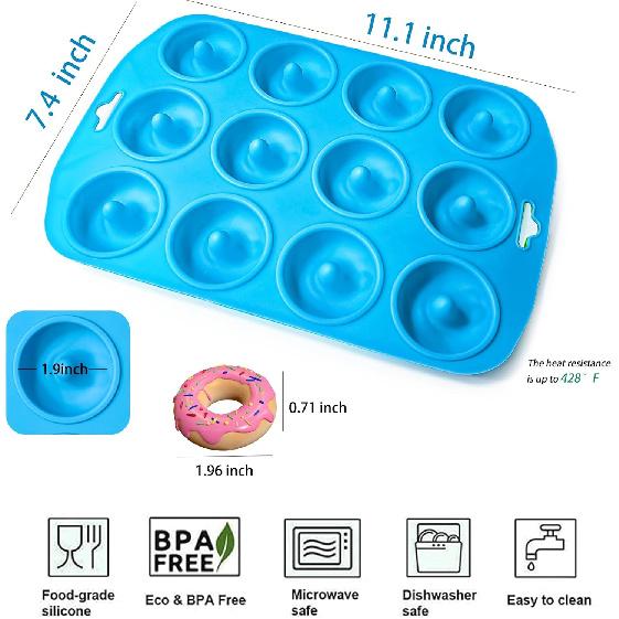 Silicone Donut Pan, Bite Size Silicone Donut Molds for baking, Mini Donut Mold Heat Resistant, Mini Baking Mold for baking delicious donuts,