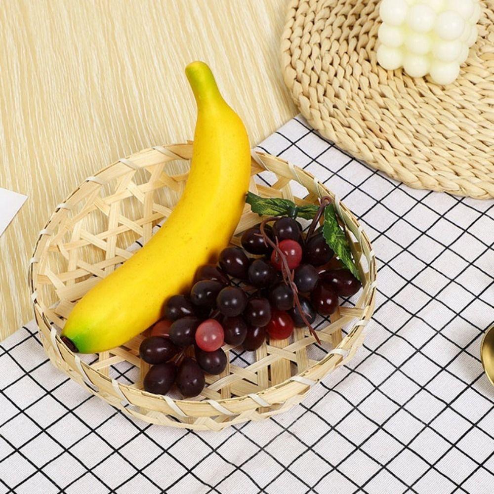 4 Styles Weaving Bamboo Basket DIY Handmade Rice Fruit Bread Basket  Daily Use Storage