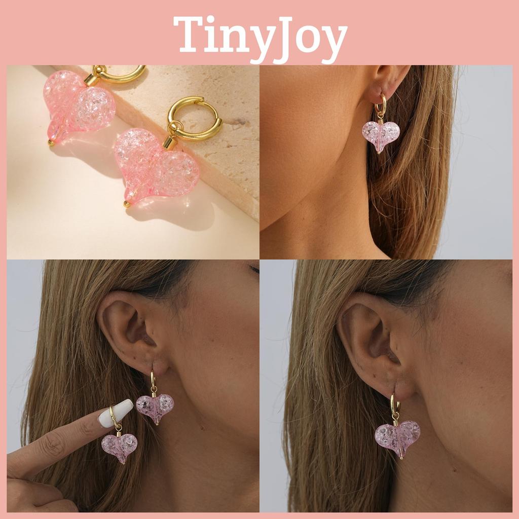 Unique Pink Heartshaped Hoop Earrings For Women Trendy European And Style American