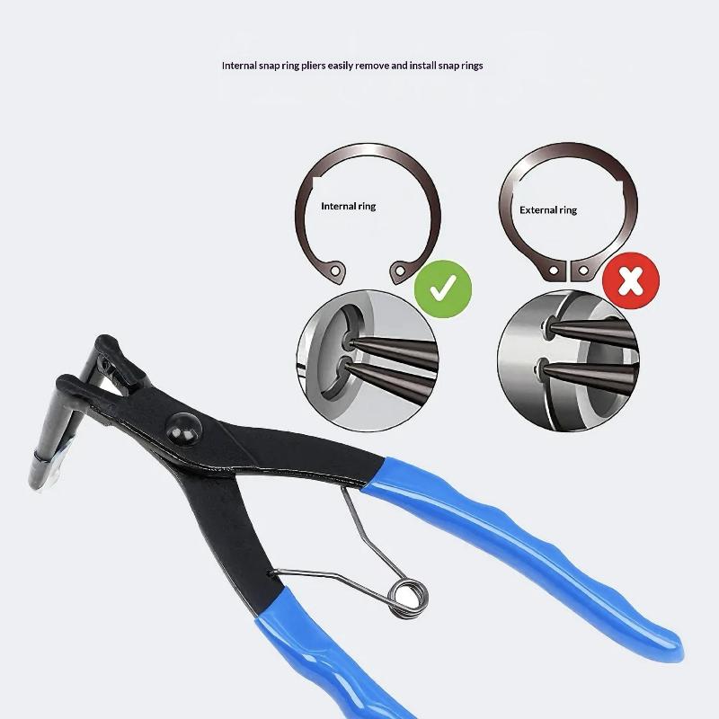 Heavy Duty Internal Snap Ring Pliers 90 Degree Straight Tip Long Nose Circlip Pliers for Professional Auto Maintenance