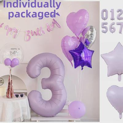 Ballon numérique crème et violet de 40 pouces - Macaron Taro pour les anniversaires et les anniversaires