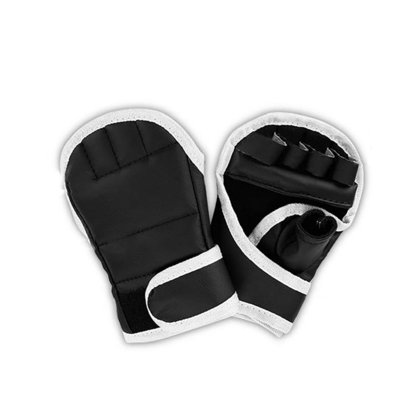 

Перчатки для бокса с полупальцами, кожаные перчатки для боев, кикбоксинга, каратэ, муай-тай, тренировочные перчатки для детей и мужчин чёрный