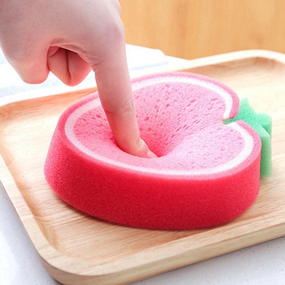 4pcs Fruit Shape Kitchen Cleaning Tool Thickened Dish Wash Sponge Soft Scouring Pad Home