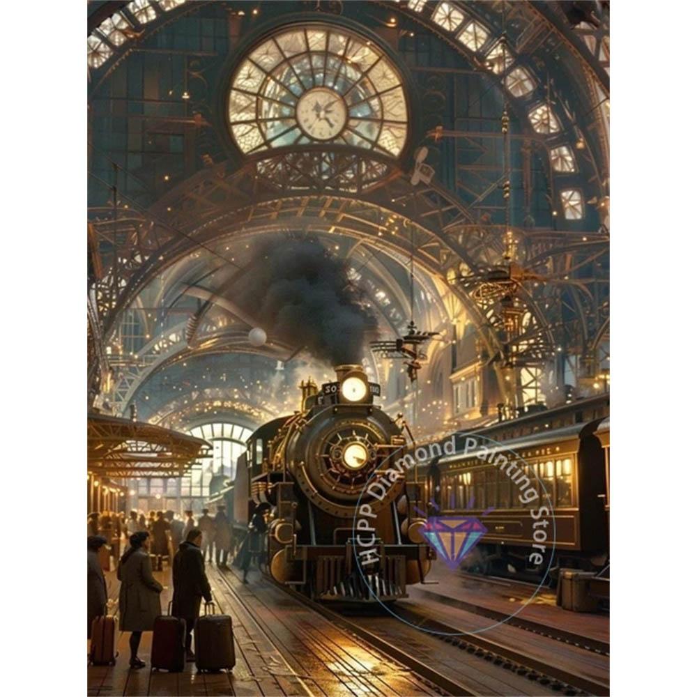 Steampunk Train Diamond Drawing Kit 5D DIY Diamond Embroidery Industrial Punk Handmade Art Exquisite Adult Gift Home Decoration