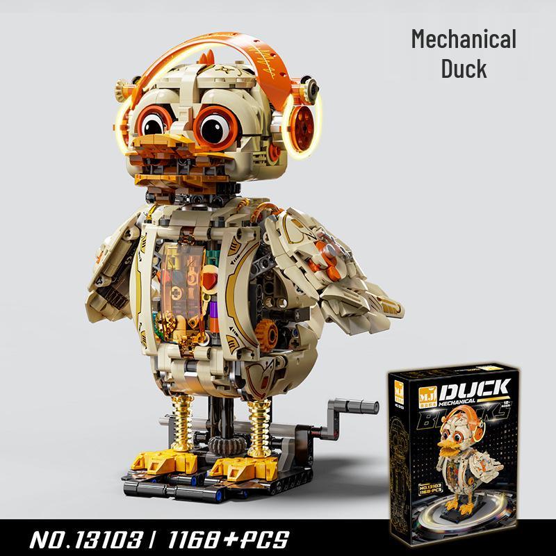 LEGO-Compatible Mechanical Duck Cartoon Model - Children s Assembly Toy Gift
