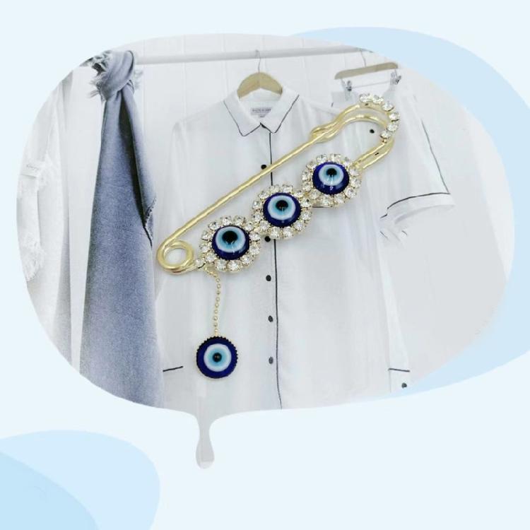 Multi Purpose Devil Eye Safety Pin For Hijab Scarf Coat Decoration Fashion Jewelry Elegant Lapel Pin Accessory
