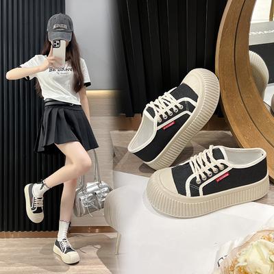 Damenschuhe für Winter Neuer Koreanischer Stil Dicksohlige Canvas-Schuhe Atmungsaktiv und Bequem Trendige Board-Schuhe Modisch Jugendlich