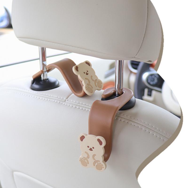 2pcs Car Hooks Creative Bear Storage Hooks Multi functional Hooks Car Interior Accessories
