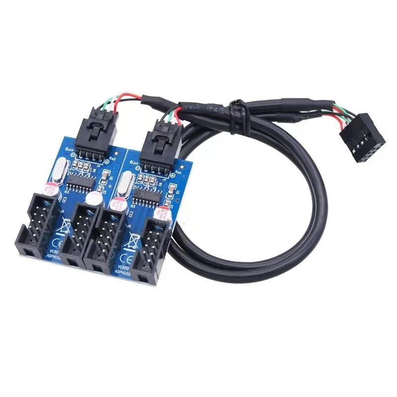 9Pin USB Splitter Motherboard USB Female Interface Header Splitter 1 to 2 Extension Cable Adapter 9Pin 1 to 4 USB HUB Connectors