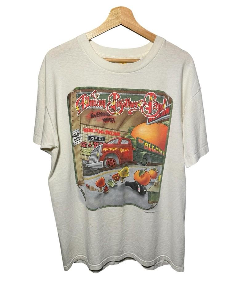 

Vintage Allman Brothers Band T-Shirt 1998 Summer Peach Party Tour L White Unisex T-Shirt XXXL