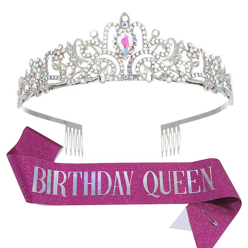 

European and American Fashionable Crystal Crown Belt Etiquette Wear Birthday Headwear Crown