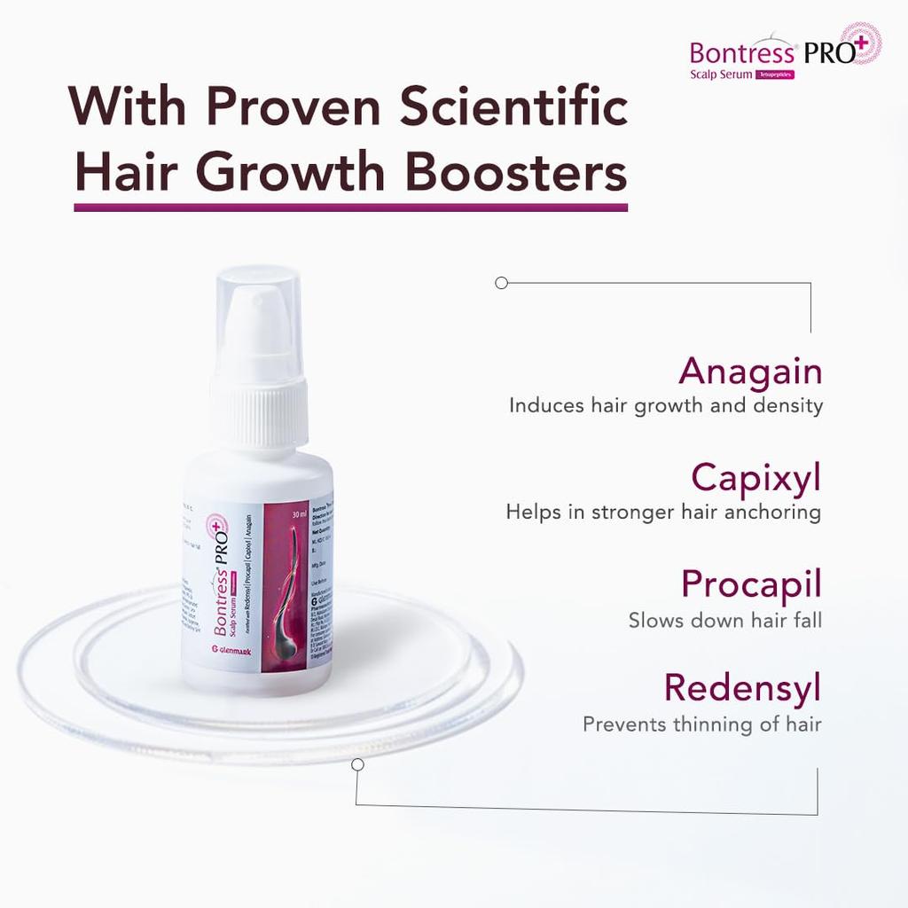 Bontress PRO+ Scalp Serum Fortified with Redensyl, Anagain, Capixyl,Procapil | Hair Serum for Hair Growth & Hair Fall 30ml