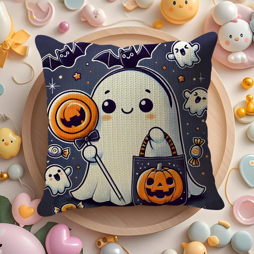 Cute And Funny Little Ghosts For Halloween Pillow Case Sofa Living Room Bedroom Headboard Backrest Cushion Square Cushion