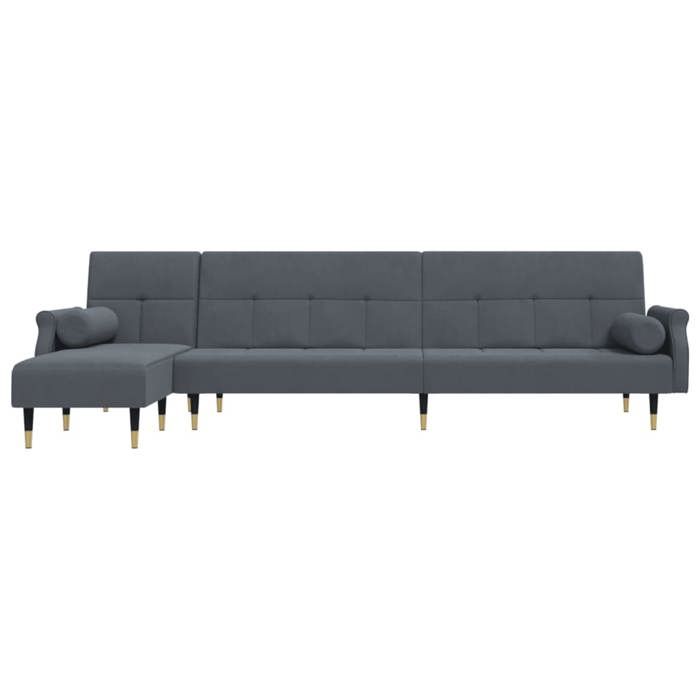 VidaXL L-shaped Sofa Bed Grey 271x140x70 Cm Velvet, Day Sofa, Foldable Sofa Bed, Fabric Sofa Bed, 3157222