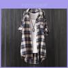 Vintage Plaid Shirt For Women With Cotton Linen Fabric Retro Long Sleeve Casual Style