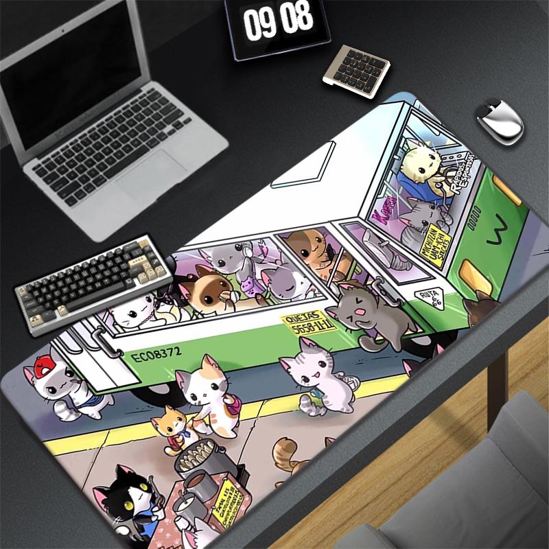 Cute Cat Large Mouse Pad Gamer Kawaii Gaming Accessories Deskpad Play Mats Anime Office Mini Pc Xxl Mousepad Table Desk Carpet
